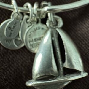 THREE Alex and Ani  Charm Bracelets: Sailboat, Key and Live in the Moment